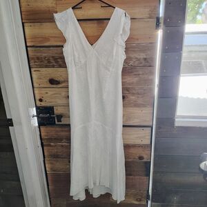 Ralph Lauren Cream High Low Sundress V-Neck Sleeveless